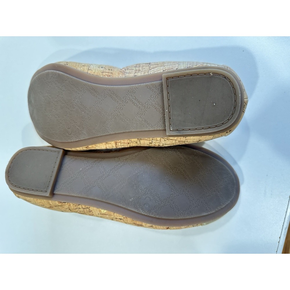 Vionic Minna Ballet Flat Orthaheel Comfort Cork Upper Gold Leather Cap Womens 7M - Picture 4 of 7